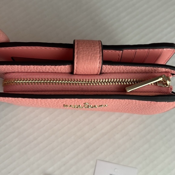 Kate Spade Leila Pebbled Leather Small Bucket Bag and Wallet Set Coral Pink - Picture 3 of 8